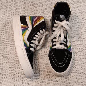 Vans Sk8-Hi Reissue "Refract" rainbow black canvas suede high-top sneakers 6.5